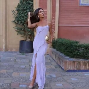 MANGO LILAC RUFFLED DETAILED DRESS